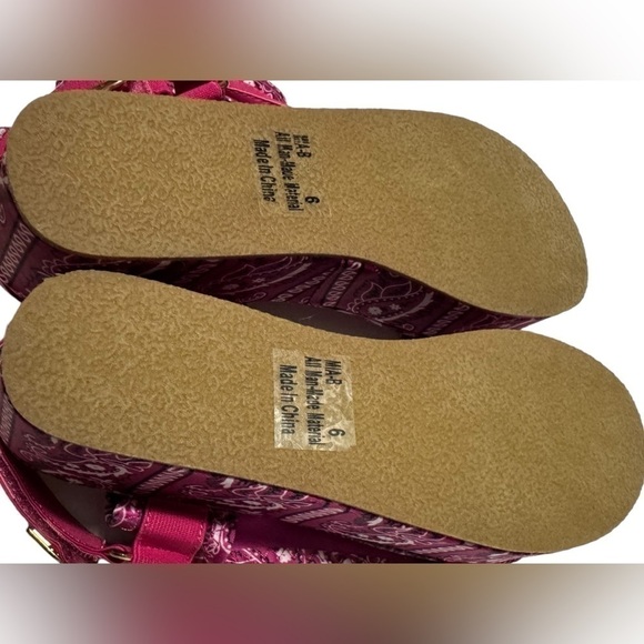 Fuchsia Paisley Platform Sandal Velcro Ankle Strap Open Toe women’s 6 Pazzle MIA - Picture 12 of 16